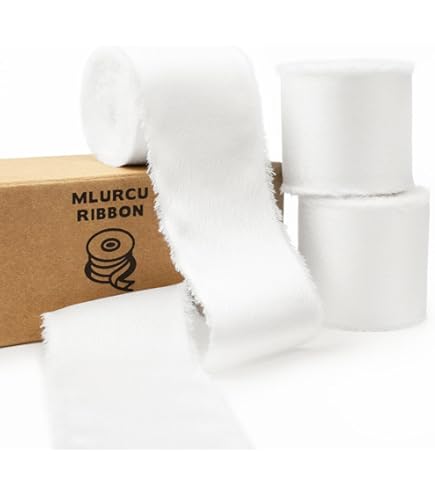 PATIKIL Cinta De Seda De Chifón De 1" X 3 M, 6 Rollos De Tela De Flecos Hechos A Mano Para Invitaciones De Boda, Ramos De Novia, Decoración De