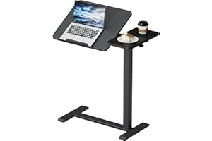 BIZUM BZIUM Overbed Bedside Table with Hidden Wheels, Adjustable Medical Tilt Top Hospital Bed Table Over The Bed, Rolling Desk Mobile Standing Desk for Hospital&Home Use (Black)