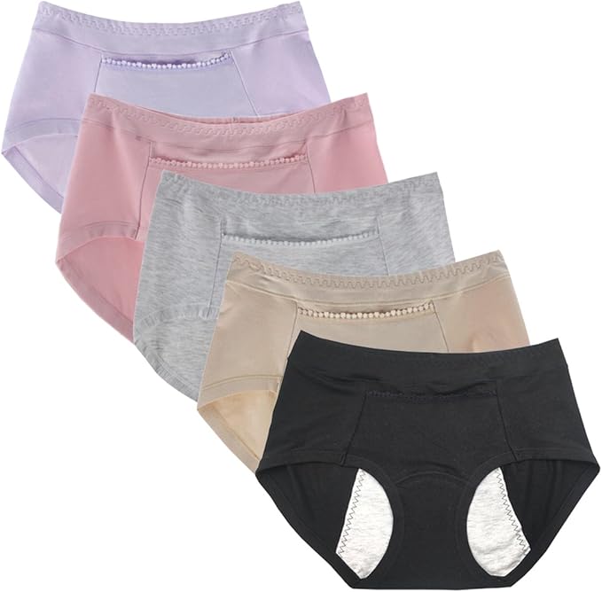 Sept.Filles Women's Invisible Panties Cycles-Period Leakproof Packs of 5(5 Colors B)
