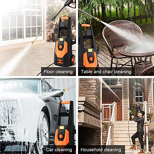 mrliance 3500PSI Electric Pressure Washer, 2.0GPM Electric Power Washer High Pressure Washer with Spray Gun, Brush, and 4 Quick-Connect Spray Tip (Orange)