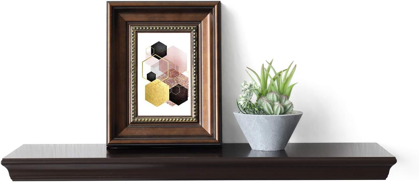 WELLAND 8" Deep Floating Shelves Wall Mounted Shelf (Espresso, 16inch)
