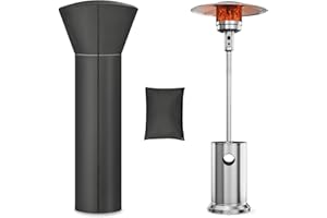 TECREDDY Patio Heater Covers, Weatherproof Deluxe Heavy Duty Heater Covers for Outdoor Standing Heater, with Waterproof Zipper and 420D Silver-Coated Oxford Cloth, 89"H x 33"D x 19"W, Black