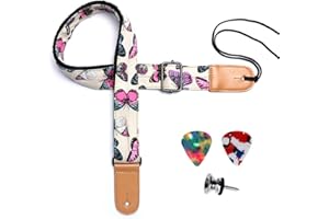 Eyeshot Ukulele Strap, Adjustable Hawaiian Denim Print Ukulele Shoulder Strap, Suitable for Soprano Concert Tenor Baritone String Instruments