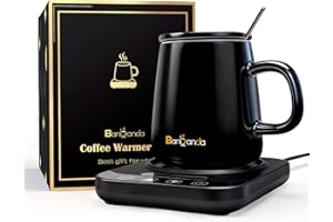 BANBANDA Coffee Mug Warmer Set for Gift: 36W Electric Smart Coffee Cup Warmer with 12 Mode Timer for Desk, Black 9 Mode Temperature Control Display Coffee Warmer Set Gift for Women Mom Men Coffee Lover, 14oz