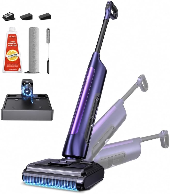 Esfregão Elétrico | Aspirador 3-em-1 para lavar e passar esfregão | Auto-limpável & Dobrável a 180° | Limpeza de Bordas 0 mm | até 55 min Tempo de Funcionamento & 250㎡ | Ideal para Animais de Estimação, Cantos e Debaixo de Móveis