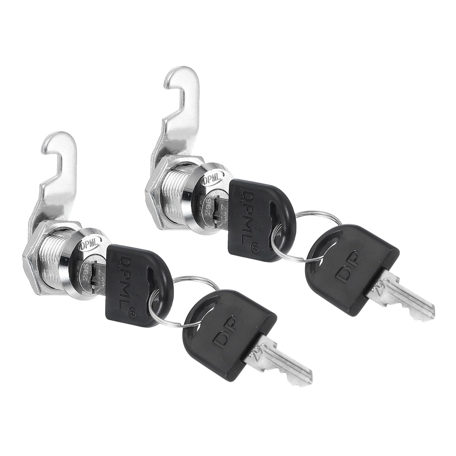 PATIKIL Cabinet Locks Keyed Different 2 Pcs Zinc Alloy Security Lock Cylinder Cam Locks Fits on 5/8" (16mm) Max Panel Thickness for Door Cupboard Mailbox Office RV, Silver