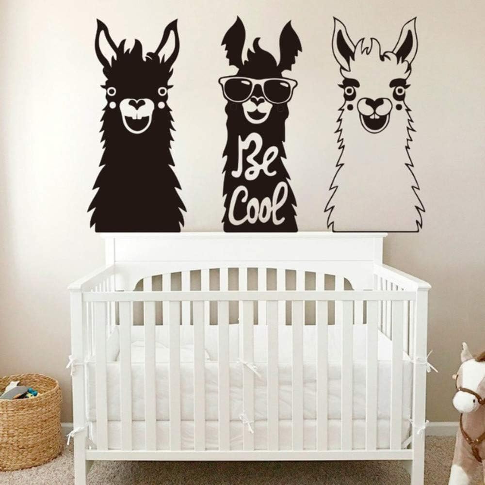 Juego de dibujos animados de 3 calcomanías de pared de llama de alpaca