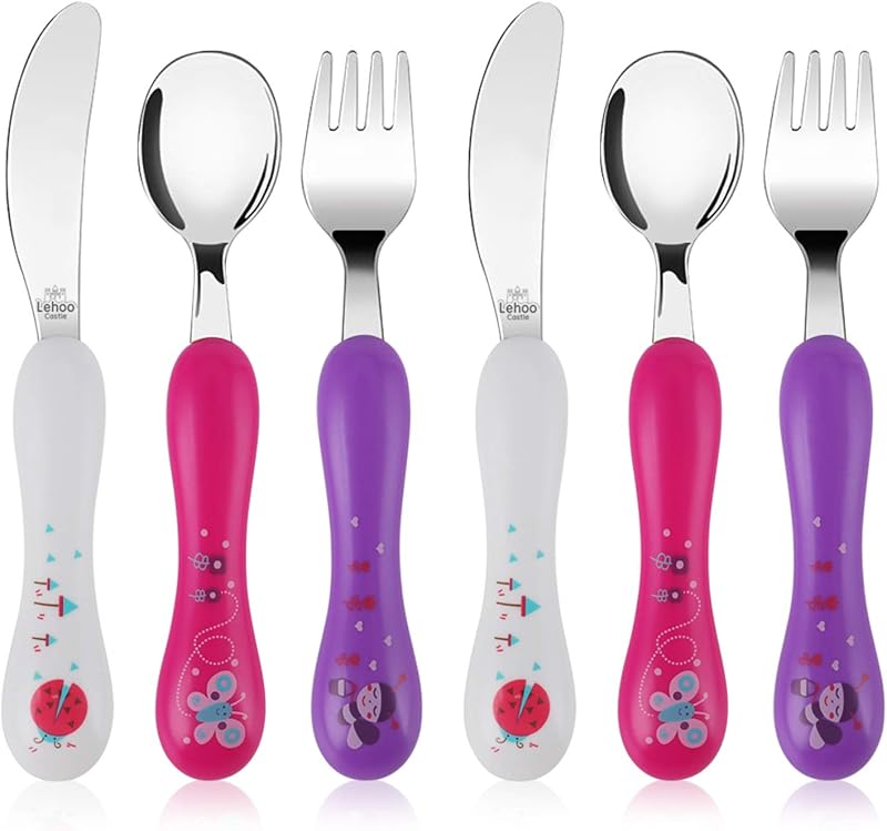 Lehoo Castle 6Pcs Toddler Cutlery Set Stainless Steel Spoons Forks Knives