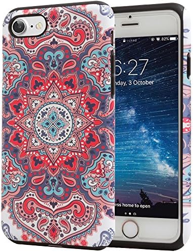 iPhone 8 Case, Paisley Indian Slim Dual Hard Case [Shockproof] [Dual Layer] [Drop Protection] Fashion Design Pattern for Apple iPhone 8 - Paisley Indian