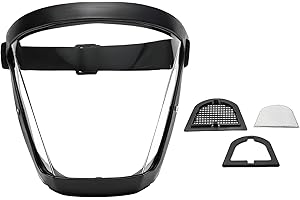 CHINSHWEHAW Anti-Fog Full Face Shield for Grinding & Cutting, Reusable Safety Mask with Adjustable Headband, Wide View Clear Visor for Dust/Debris Protection - Outdoor Work, Lawn Mowing, Woodworking (7.28x6.69in)