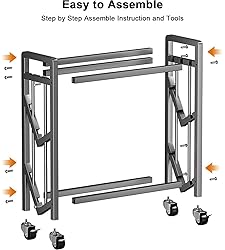 5-Tier Rolling Book Cart, Mobile Bookshelf with 2