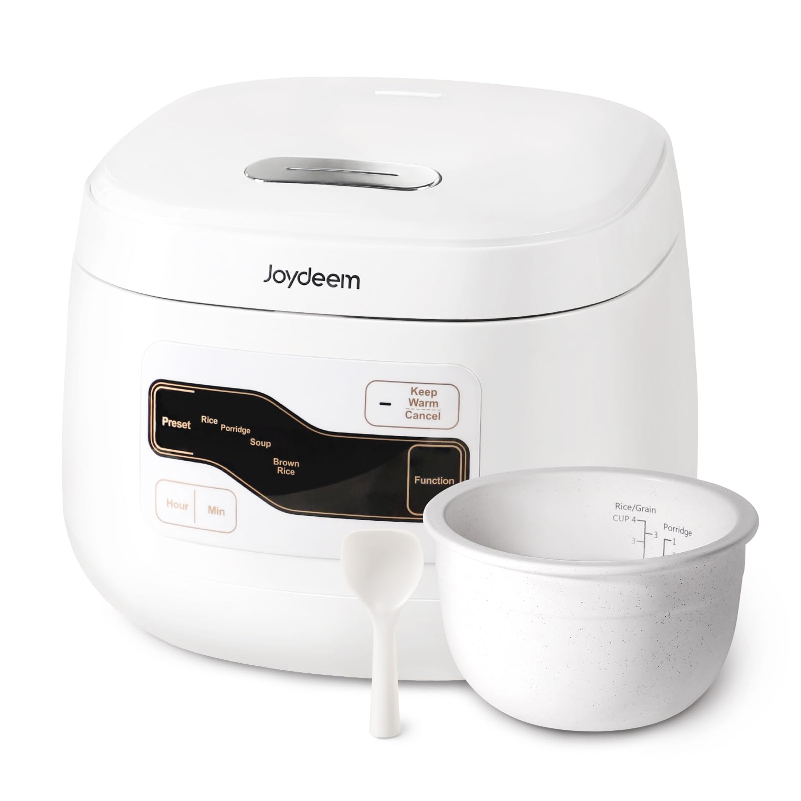 Photo 1 of Joydeem Ceramic Rice Cooker FD20S-W, 4 Cups Uncooked Rice Cookers with Pure Ceramic Inner Pot, 24h Dealy Start, 2L, White