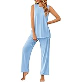 Ekouaer Women Pajamas Sets Casual Tank Tops and Pants Comfy Sleeveless Lounge Set 2 Piece Outfits