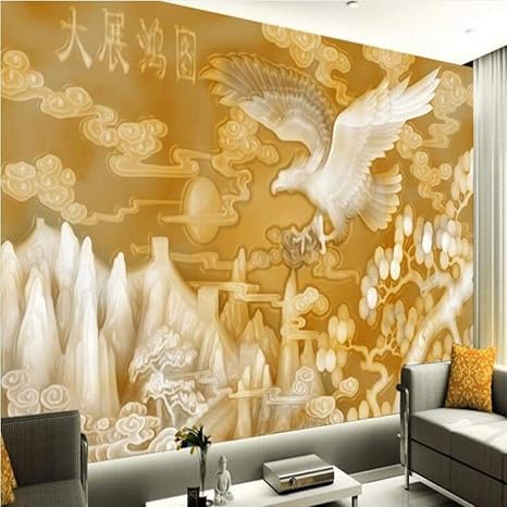 Amazon Ljjlm カスタム大規模壁画高解像度翡翠彫刻野心的なアマチュアテレビ背景壁不織布壁紙 350x230cm 壁紙