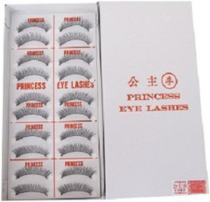 100% Authentic Taiwan Famous Princess Lee Handmade False Eyelashes 10 Pair #7 Cross Black