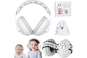 DEKUKAR 2-in-1 Baby Ear Muffs Noise Protection for Baby Toddler up to 48 Months - CE Certified - Adjustable Infant Noise Cancelling Headphones Against Hearing Damage & Improves Sleep, Baby Airplane Essentials