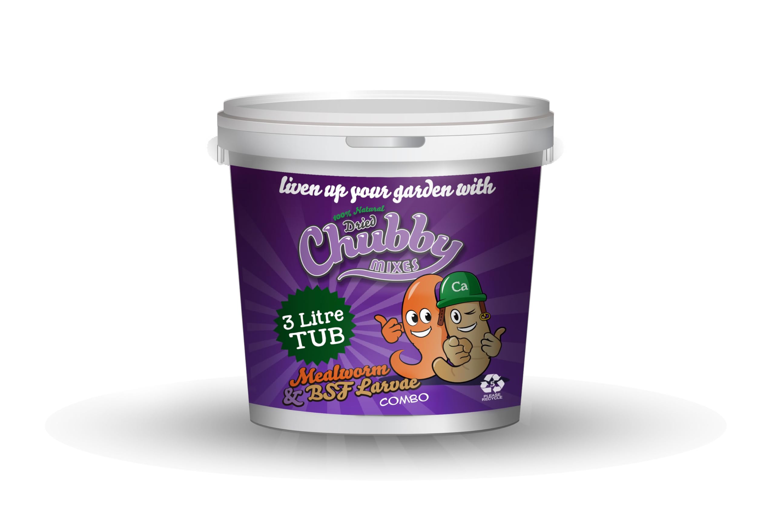 Chubby Mealworms Dried Mealworms and Calci Worm Mix Tub (3 Litre) For Wild Birds, Protein Rich Dried Meal Worm High Energy for WildBirds, Reptiles, Gecko