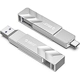 ORICO 1TB Portable Solid State Drive, 1050MB/s Dual-Port Rotating Metal External SSD with 90° Click-Stop, Reliable Storage for iPhone 17, 16 Series, Type-C Smartphone, Mac, Audio, Vehicle - A101