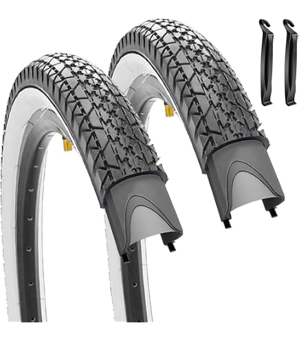 ALTA 26x2.125 Cream Wire Bead Cruiser Tires With Tubes – Heavy Duty Diamond Tread – Set Of 2 Tires & 2 Tubes