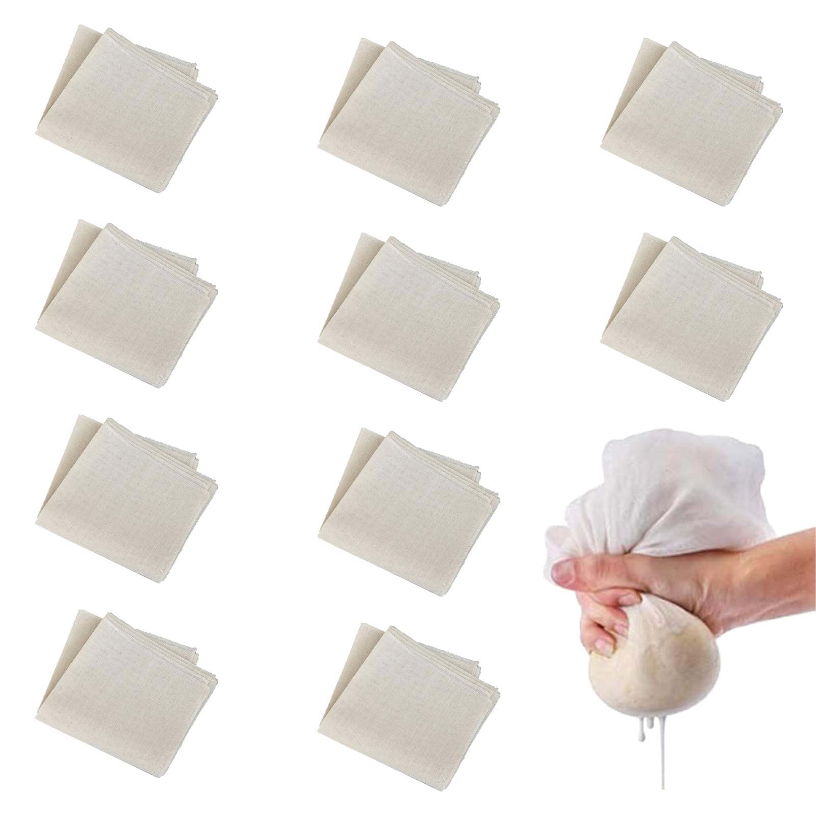 JEOPKO 10Pcs Muslin Cloths for Cooking, Straining & Baking Decoration