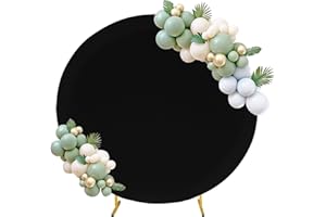 JALANCY 6FT Round Spandex Fitted Wedding Arch Cover for Circle Arch Stand, Thick Spandex Fabric Adjustable Round Arch Backdrop Cover for Wedding Birthday Party Baby Bridal Shower Decor（Black）