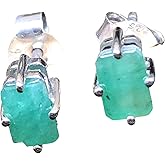 Natural Green Emerald 925 Solid Sterling Silver Earrings 6mm