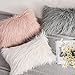 LANANAS Luxury Soft Plush Faux Fur Throw Pillow Covers for Couch Decorative Mongolian Fur Throw Pillow Covers (12''X20'', Grey)