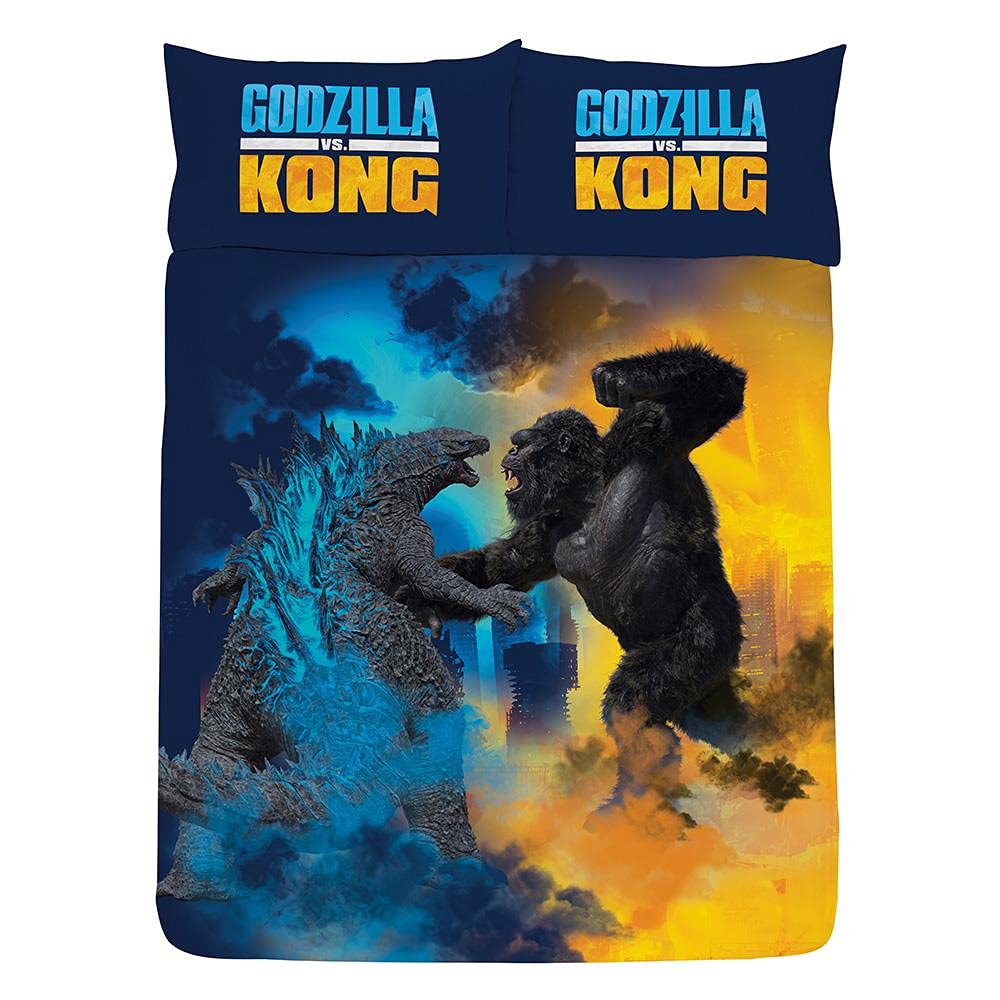 Godzilla Vs Kong Double Duvet Cover - Battle Royale Design - Officially Licensed Reversible Two Sided Design
