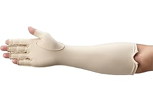 Rolyan Forearm Length Right Compression Glove, Open Finger Compression Sleeve to Control Edema and Swelling, Water Retention, and Vericose Veins, Covers Fingers to Forearm on Right Arm, Large