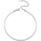 ChicSilver 925 Sterling Silver Ankle Bracelet for Women, Simple Cuban Link/Figaro/Twist Rope Chain Anklets for Beach Party(with Gift Box)