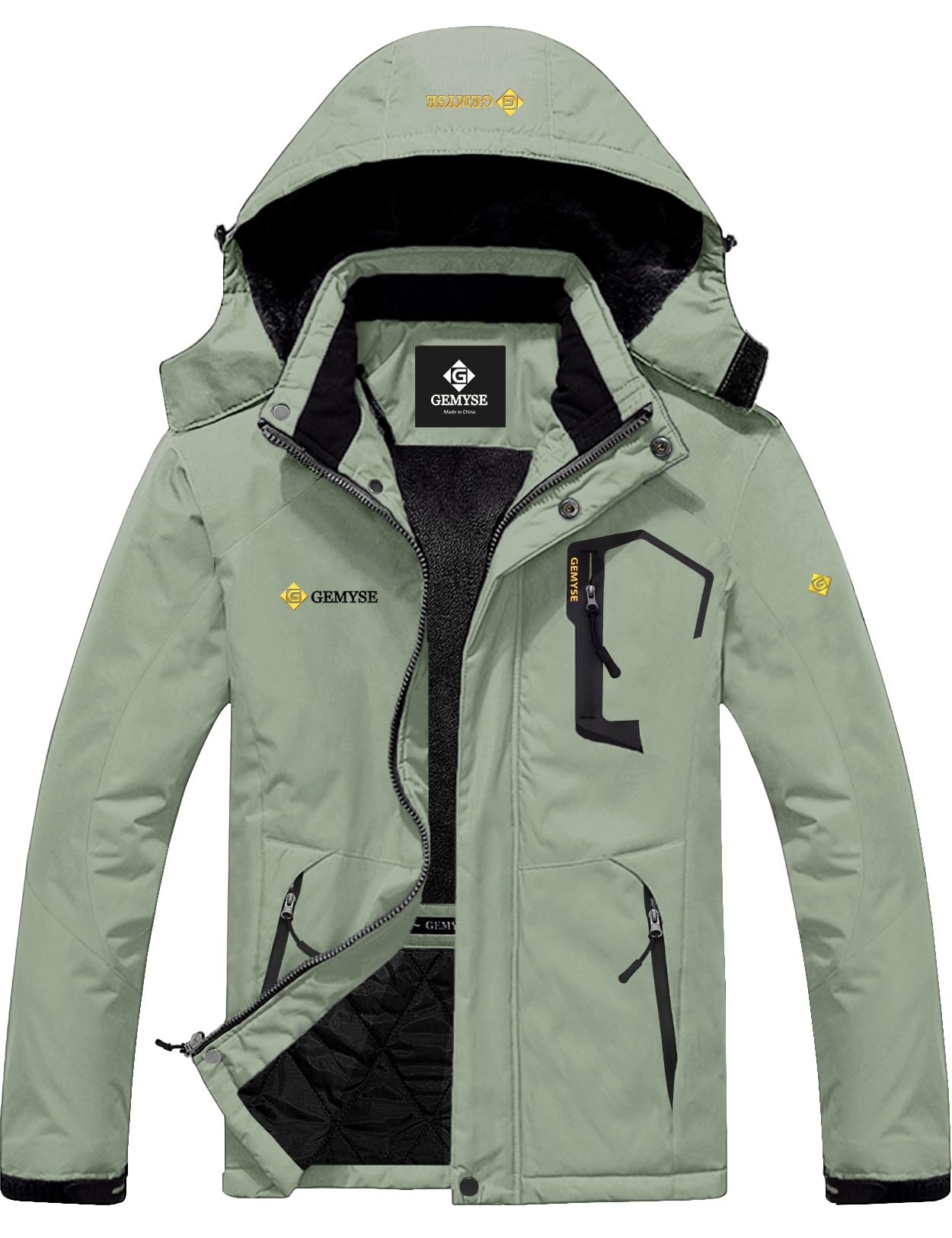 GEMYSE Men's Mountain Waterproof Ski Snow Jacket Winter Windproof Rain Jacket(Jadeite Green,Small) Image