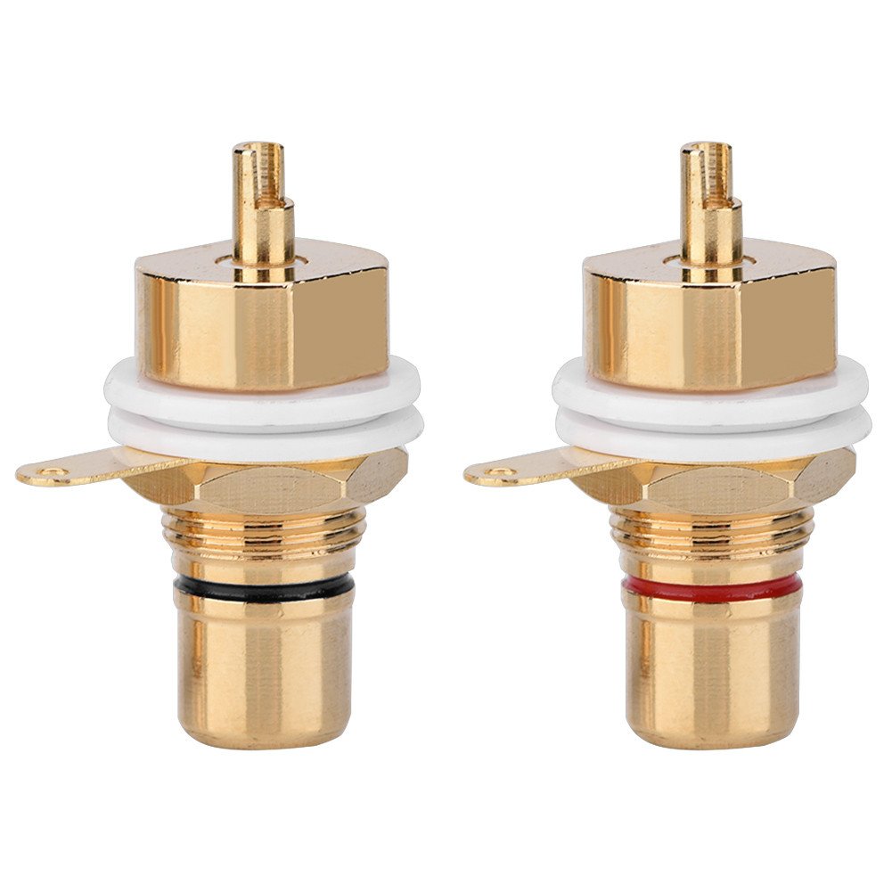2 Pcs Terminal Gold Plated Copper Panel Mount Female Jack Terminal Socket Audio Connector
