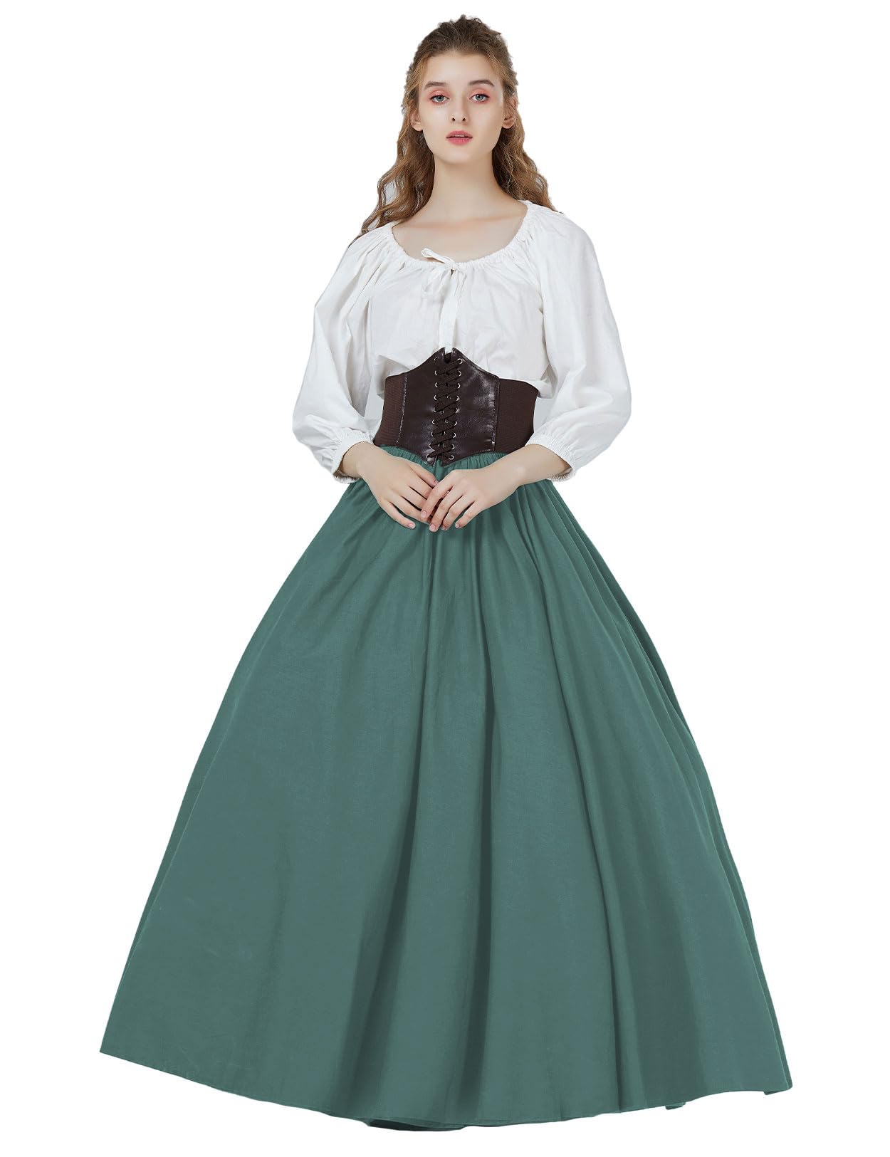Photo 1 of **MISSING BLOUSE AND BELT** BEAUTELICATE Victorian Dress Renaissance Skirt Gypsy Long Maxi Medieval Skirt A-line Full Length Green