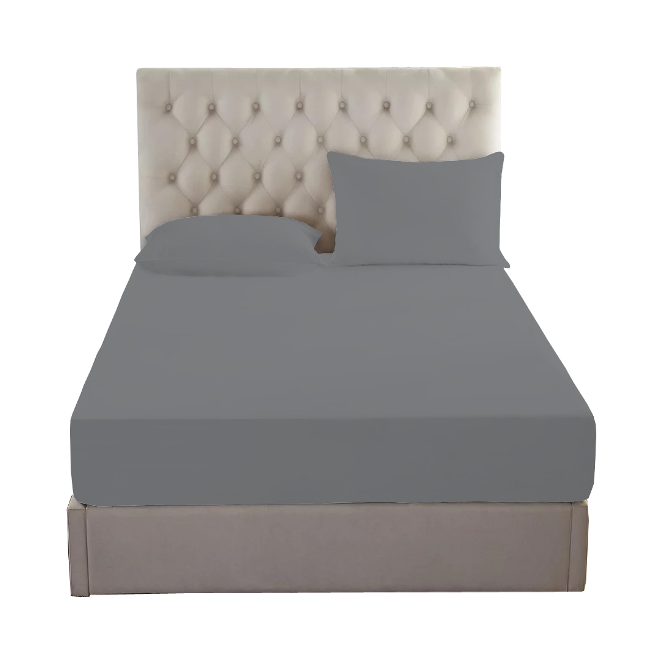 British Home Bedding - 100% Egyptian Cotton 200 Thread Count Fitted Bed Sheet (Grey, Single) — image 1