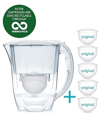 Paquete de 10 meses Aqua Optima - Jarra de filtro de agua Oria con 5x cartuchos