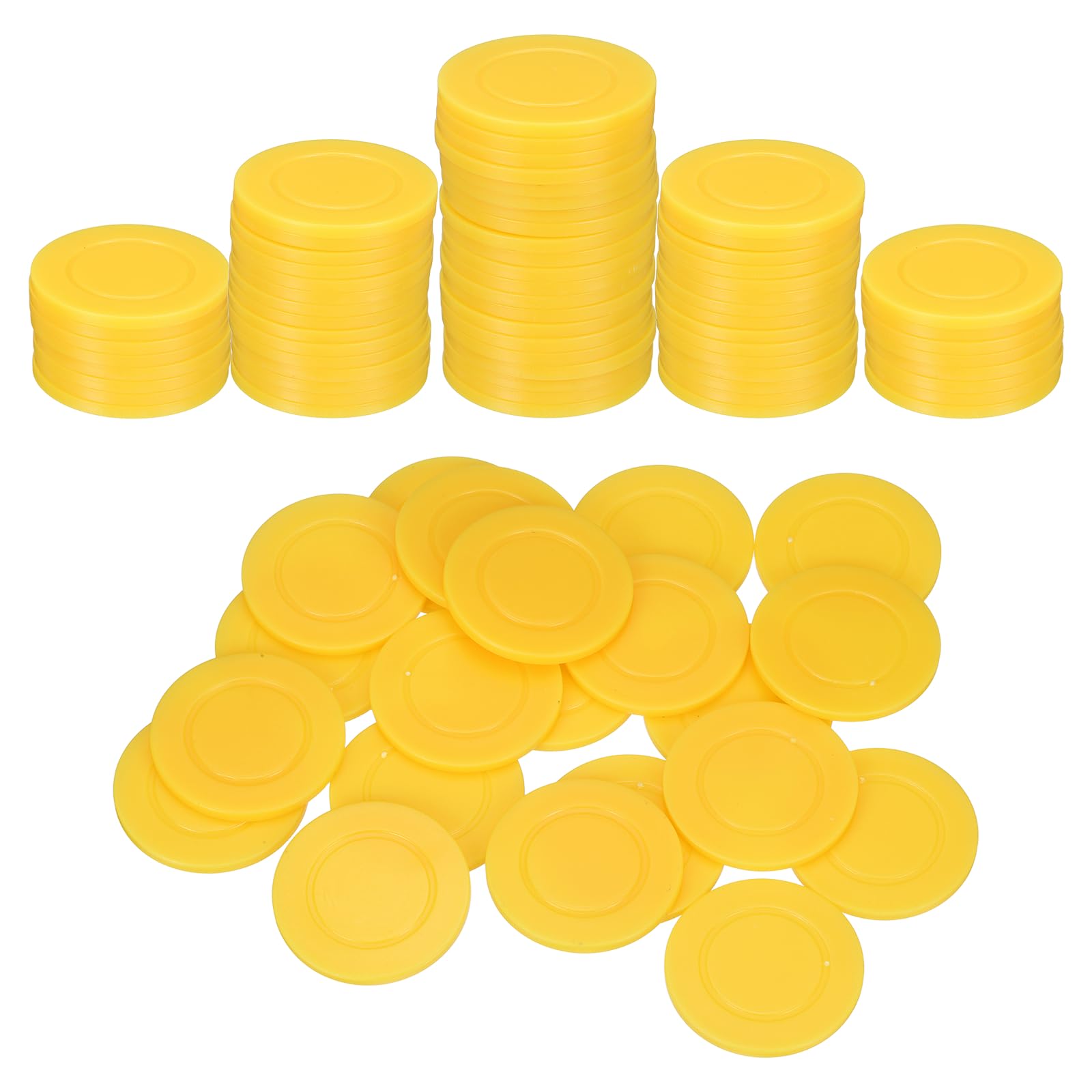 sourcing map 100Pcs 1.5 Inch Plastic Poker Chips, Mini Bingo Chips Learning Counters Counting Counters Disks Markers Opaque Game Tokens for Game Play Math Counting, Yellow