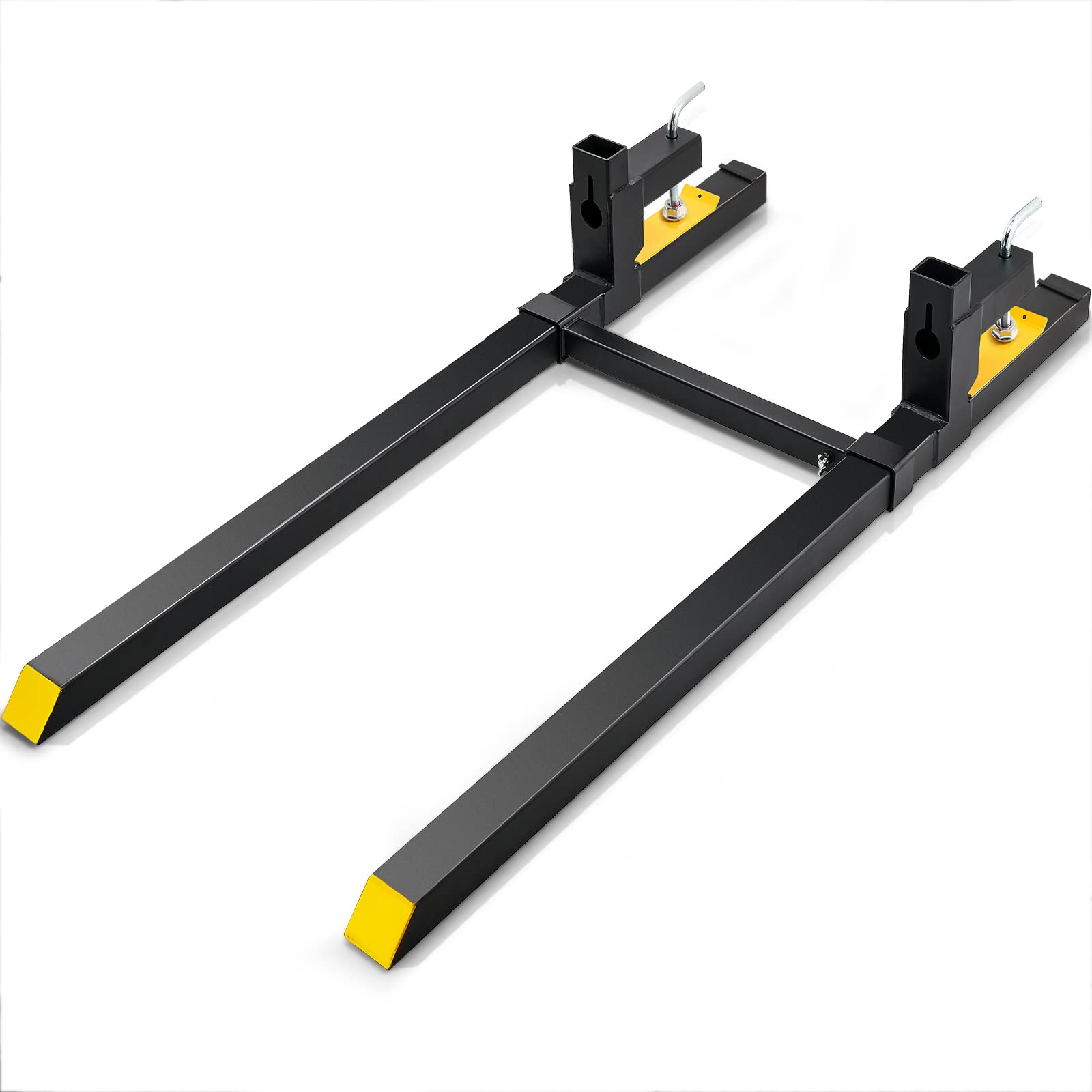 Photo 1 of VEVOR Pallet Forks, 2000 lbs Clamp on Pallet Forks, 60" Total Length Heavy Duty Pallet Forks with Adjustable Stabilizer Bar, Tractor Bucket Forks for Tractor Attachments, Skid Steer, Loader Bucket