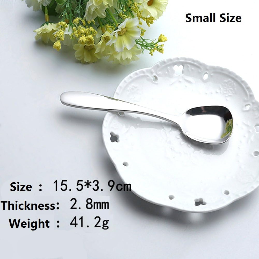 ERCENTURY Stainless Steel Soup Spoons,Table Spoons,Dinner Spoons,Rice Spoons,Special Square Design,Mirror Polish,Small Size(6.1 Inches Length,1.53 Inches Width,0.11inch Thickness) - Image 4