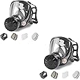 AMZYXUAN Gas Masks Survival Nuclear and Chemical - 2Pack Full Face Gas Mask with 40mm Activated Carbon Filter & 6001 Filter - Reusable Respirator Mask for Chemicals Gases Vapors Paint Dust