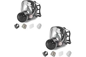 AMZYXUAN Gas Masks Survival Nuclear and Chemical - 2Pack Full Face Gas Mask with 40mm Activated Carbon Filter & 6001 Filter - Reusable Respirator Mask for Chemicals Gases Vapors Paint Dust