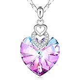PLATO H 3 Hearts Crystal Necklace for Women, Pendant Engraved Love You - Christmas Wedding Gifts for Her Anniversary Mother's Day Valentine’s Day Birthday - in Gift Box