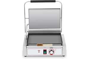 KOUWO Commercial Panini Grill Flat Press Sandwich Maker Industrial Panini Machine Single Grill Big (Standard Panini Press Grill)