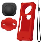 Silicone Protective Case for Insta360 X5 with Insta 360 X5 Lens Cap,Red | Soft Silicone Cover Protection Grip Case &amp; Lens Guard for Insta360 X5 Accessories