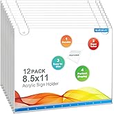 BlueValley 8.5 x 11 Wall Mount Acrylic Sign Holder - Double Sided Clear Acrylic Display Frame with Mounted Tapes & Screws - P