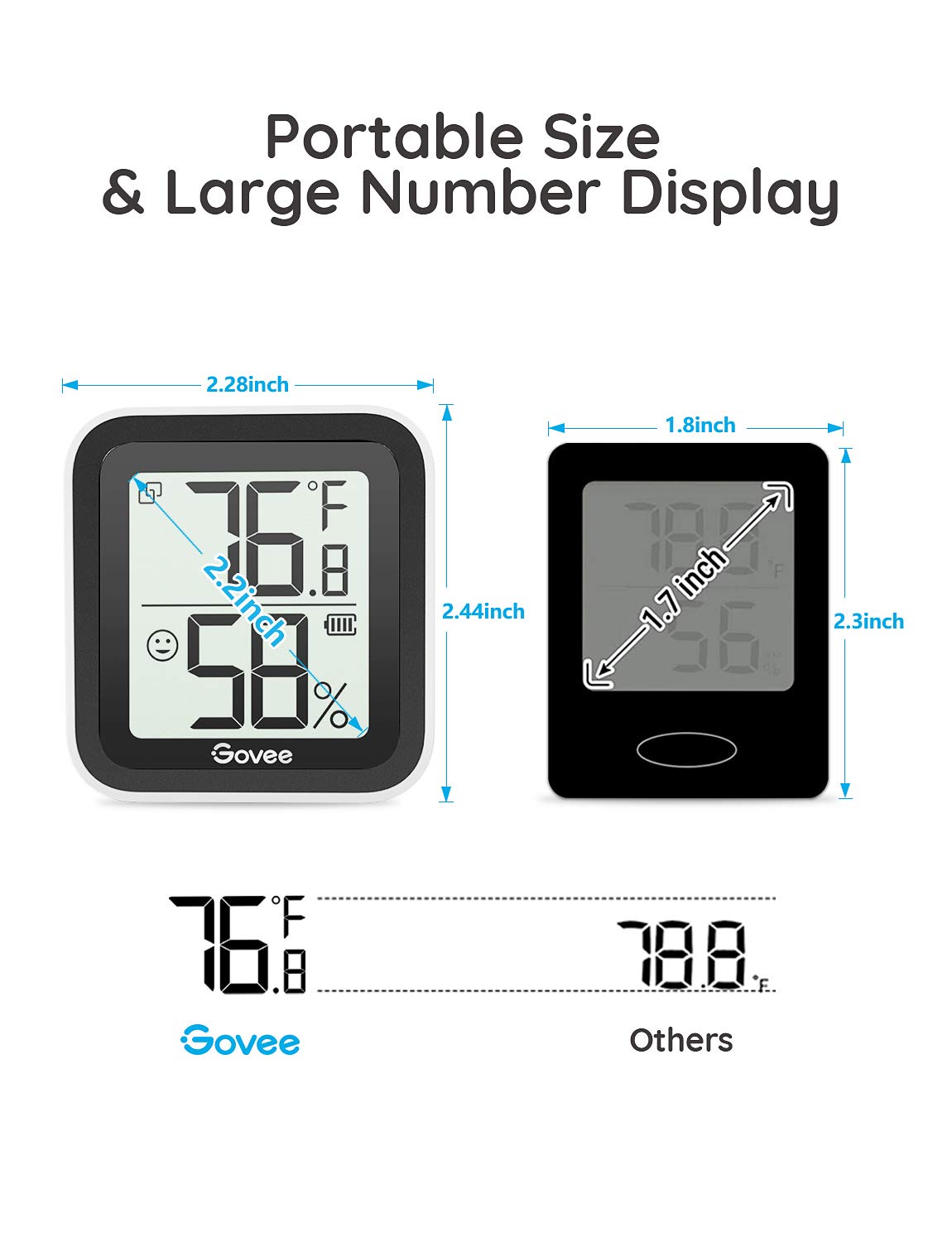 Govee Bluetooth Thermometer Hygrometer Digital Temperature Humidity Monitor for Home, Wireless Temperature Humidity Sensor for Greenhouse, Humidor, Room, Notification Alert, 2-Year Data Storage