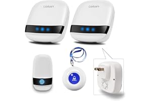 LIOTOIN Caregiver Pager Wireless Alert System - 2 Call Buttons, 2 Receivers, 600+ft Range, Nurse/Patient Alert