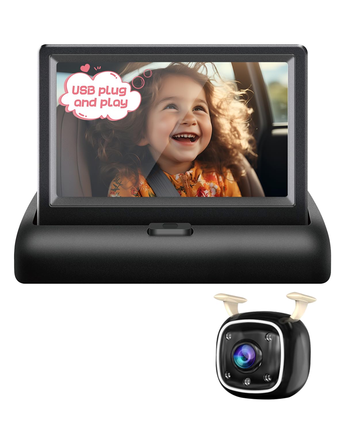 Photo 1 of RVGoNow Baby Car Camera with 4.3'' Monitor, USB Powered Rear Facing Seat Camera, HD 1080P Night Vision, 150° Wide Angle, Easy Installation, Safe & Portable Baby Monitor