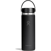 Hydro Flask Water Bottle - Insulated Stainless Steel - Wide Mouth Flex Lid, Non Spill, Leakproof and Refillable in 20 Oz Tonal Black