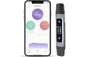 LADSTAG Smart Breathing Trainer, Breathing Exercise Device with Breath Monitor App to Strengthen Breathing Muscles, Inspiratory Muscle Trainer for Athletes, Musicians, Smokers, Asthma and More (Silver)
