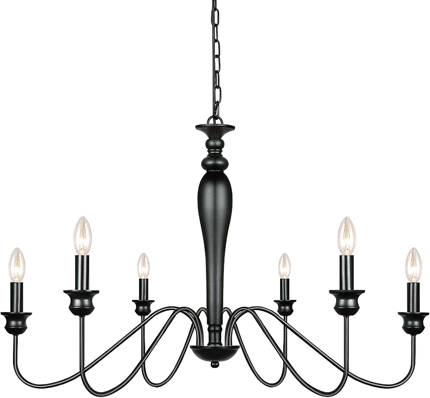 Derksic 6-Light Farmhouse Chandelier Black Iron Chandeliers Rustic Industrial Candle Chandelier for Dining Room Living Room Kitchen Bedroom Foyer Barn: Home Improvement